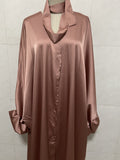 Zjkrl Ramadan Eid Fashion Puff Sleeve Muslim Abayas Soft Robe Musulmane Abaya Elegant Silky Muslim Arab Worship Service Clothing