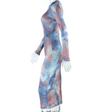Zjkrl - Casual Sexy O-neck Printed Bodycon Party Dress for Women Streetwear Y2K 2023 Spring Summer Ladies Nightclub Mid-calf Vestidos