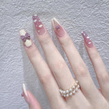 Zjkrl - 24Pcs/Box Gradient Color Artifical Press On Nails With Glue Long Coffin Fake Nails Lovely Girls Nail Art Ballerina False Nails