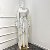 Zjkrl 3 Piece Abaya Dubai Islam Turkey Bangladesh Muslim Sets Hijab Modest Dress Kaftans For Women Robe Femme Ensembles Musulmans