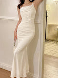 Zjkrl - Fashion Elegant Dresses for Women Sleeveless Sexy Club Solid Spaghetti Strap French Party Evening Dress Female 2024 New Summer