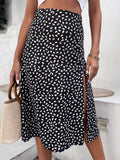 Zjkrl - Green Boho Split Thigh Allover Print Women Skirts Elegant Dresses  Slit Long Length High Waist With Zipper Slight Stretch