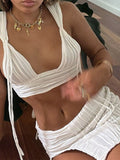 Zjkrl Summer Beach Sexy Skirts Set Women Y2K Jacquard Knitted 2 Piece Sets Tank Tops And Split Mini Dress Vacation