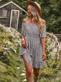 New In Spring/Summer 2023 Designer Shoulder Dress Leopard Print A-line Skirt Casual  Sexy Dress for Women Beach Vintage Dress