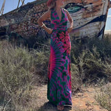 Zjkrl - 2023 Casual Summer Women Dress DIY Wearing Tie Dyeing Printing Fashion Sleeveless Dresses Sundress Beach Style Dresses