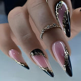 Zjkrl - Fashionable Butterfly Flower False Nails Long Detachable French Nail Tips for Girl Fake Nails Press on Acrylic Nails
