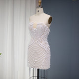 Radia May Full Pearls Luxury Short Prom Dresses 2023 Sexy Mini Cocktail Party Dress for Women Wedding Evening Birthday RM029