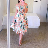 Zjkrl Sexy Off The Shoulder Tube Top Dress Butterfly Rainbow Floral Print Dress Ladies Elegant Slim Summer Bohemian Party Maxi Dresses
