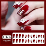Zjkrl - Fashionable Butterfly Flower False Nails Long Detachable French Nail Tips for Girl Fake Nails Press on Acrylic Nails