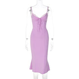 Zjkrl 2023 Autumn Lace  Basic V Neck Mini Sexy Dress Women Sleeveless Backless Bodycon Dresses Purple Casual Vestidos