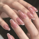 Zjkrl - 24PCS/box Mid-length  stiletto nail tips Gradients wear full cover paragraph fashion Manicure patch false fingernails for girls