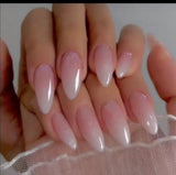 Zjkrl - 24Pcs Detachable Almond False Nails with Pearl Decoration Elegant Designs French Fake Nails Full Nail Art Tips Press On Nails