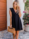 Zjkrl - 2023 Summer New Women Casual  Mini Dress Solid Sweet Princess Hollow Out Sleeveless V-Neck Cotton Streetwear lady Party Vestidos