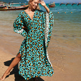 Sexy Vacation Oversize Loose Beach Dress Women 2023 Summer One Size Print Smock Sundress Boho Dresses For Women