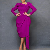Zjkrl Elegant Dresses for Women Office Dress Lady Solid High Waisted Sheath Mid Calf Formal Business Work Wear Dress Midi Vestidos Hot