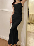 Zjkrl - Fashion Elegant Dresses for Women Sleeveless Sexy Club Solid Spaghetti Strap French Party Evening Dress Female 2024 New Summer