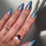 Zjkrl - 24PCS/box Mid-length  stiletto nail tips Gradients wear full cover paragraph fashion Manicure patch false fingernails for girls
