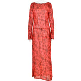 Zjkrl - Elegant Zebra Print Maxi Dress for Women Outfits Sexy See Through Long Sleeve Bodycon Club Party Dress 2023 Spring Casual Dress