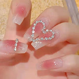 Zjkrl - 24 Pcs Pink Fake Nails Press on Nail Designs Art Long Tips False Forms with Glue Stick Stickers Reusable Set Acrylic Artificial