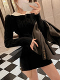 Zjkrl - Autumn Korean Suit Sexy Bodycon Mini Skirt + Long Sleeve Solid Short Sweater Woman Knitted 2 Piece Dress Set Retro Casual