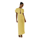 Zjkrl - 2023 Elegant Hollow Out Pleated Dress For Women Fashion Sexy Flare Sleeve Backless A Line Dresses O Neck Office Lady Solid Robe