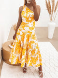 Zjkrl - Elegant One Shoulder Summer Long Dress Women Sexy Print Boho Beach Style Maxi Dress Casual Sundress Clothing Women Party Dress