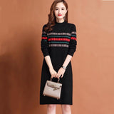 Zjkrl - 2023 New Fashion Wool Knitted Dress Women&#39;s Autumn And Winter Temperament Fashion Long Sleeve Loose Tight Casual Party Dress