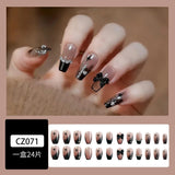 Zjkrl - 24pcs Ballet False Nail Full Cover Fake Nail Butterfly Love Nails Tip French Coffin Nails Press on Nails