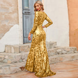 Zjkrl - Gorgeous Ball Gown Evening Party Sequin Glitter Prom Dress Plus Curve Size Cocktail Lady Robe De Mother Of The Bride Dresses