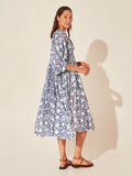 Zjkrl - 2023 Spring Oversized Holiday Dress V Collar Half Sleeve Loose Midi Dress Large Size Casual Printing Long Dress Boho Vestidos