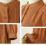 Zjkrl Elegant Chiffon Long Sleeve Shirt Dress Women Belt Lace Up A-line Pleated Maxi Dress Korean Fashion Fall Clothes Streetwear