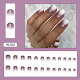 Zjkrl - 24pcs False Nails Tips with Glitter Design Press on Stick-on Nail Tips for Women and Girls