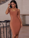 Zjkrl - Elegant Sleeveless Bodycon Bandage Dress for Women 2023 Summer Basic Green Sexy Dresses Roung Neck Evening Club Party Dress Midi