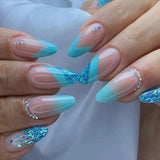 Zjkrl - 24Pcs Detachable Almond False Nails with Pearl Decoration Elegant Designs French Fake Nails Full Nail Art Tips Press On Nails