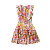 Zjkrl - Happie Queens Women Floral Print O-neck Beach Bohemian Dresses Ruffles Button Cotton Sexy Mini Dress Vestidos