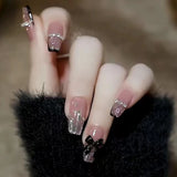 Zjkrl - 24pcs Ballet False Nail Full Cover Fake Nail Butterfly Love Nails Tip French Coffin Nails Press on Nails