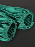 Zjkrl Long Sleeve Green Dresses Bodycon Elastic Satin Smocked Midi Dress Elegant Big Size Shiny Evening Christmas Party Church Outfits