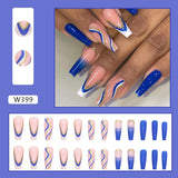 Zjkrl - 24pcs False Nails Tips with Glitter Design Press on Stick-on Nail Tips for Women and Girls