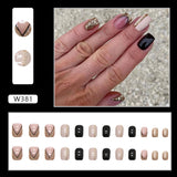 Zjkrl - 24pcs False Nails Tips with Glitter Design Press on Stick-on Nail Tips for Women and Girls