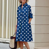 Zjkrl - Autumn New Simple Shirt Dress Casual Solid Color Long Sleeves Fashion Turn-down Collar Elegant Pocket Streetwear Female Dresses