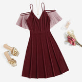 Zjkrl - Glitter Off Shoulder Plus Size 4xl Midi Dress Women's A Line Elegant Summer 2023 Large Solid Clothing Prom Evening Party Dresses