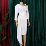 Zjkrl Elegant Dresses for Women Office Dress Lady Solid High Waisted Sheath Mid Calf Formal Business Work Wear Dress Midi Vestidos Hot