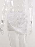 Zjkrl Summer Beach Sexy Skirts Set Women Y2K Jacquard Knitted 2 Piece Sets Tank Tops And Split Mini Dress Vacation