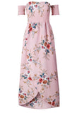 Zjkrl Boho style long dress women Off shoulder beach summer dresses Floral print Vintage chiffon white maxi dress vestidos de festa