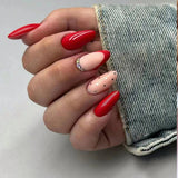 Zjkrl - 24Pcs Detachable Almond False Nails with Pearl Decoration Elegant Designs French Fake Nails Full Nail Art Tips Press On Nails