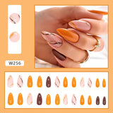 Simple French Wearable False Nails Almond Colorful Stripes Colorblock Design Manicure Fake Nails Line Full Cover Press On Nail