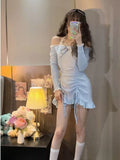 Zjkrl Bodycon Wrap Sexy Dress Women Korean Style Design Kawaii Ruffles Lolita Short Dresses Lace Robe Female Autumn