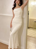 Zjkrl - Fashion Elegant Dresses for Women Sleeveless Sexy Club Solid Spaghetti Strap French Party Evening Dress Female 2024 New Summer
