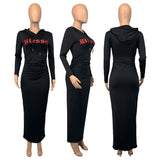 Zjkrl - Autumn Winter Hooded Long Dress Women Long Sleeve Bodycon Dresses 2023 Fashion Clothes Hoodie Casual Solid Streetwear Clothing