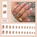 Simple French Wearable False Nails Almond Colorful Stripes Colorblock Design Manicure Fake Nails Line Full Cover Press On Nail